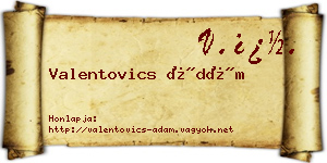 Valentovics Ádám névjegykártya
