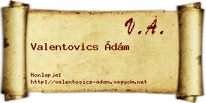 Valentovics Ádám névjegykártya
